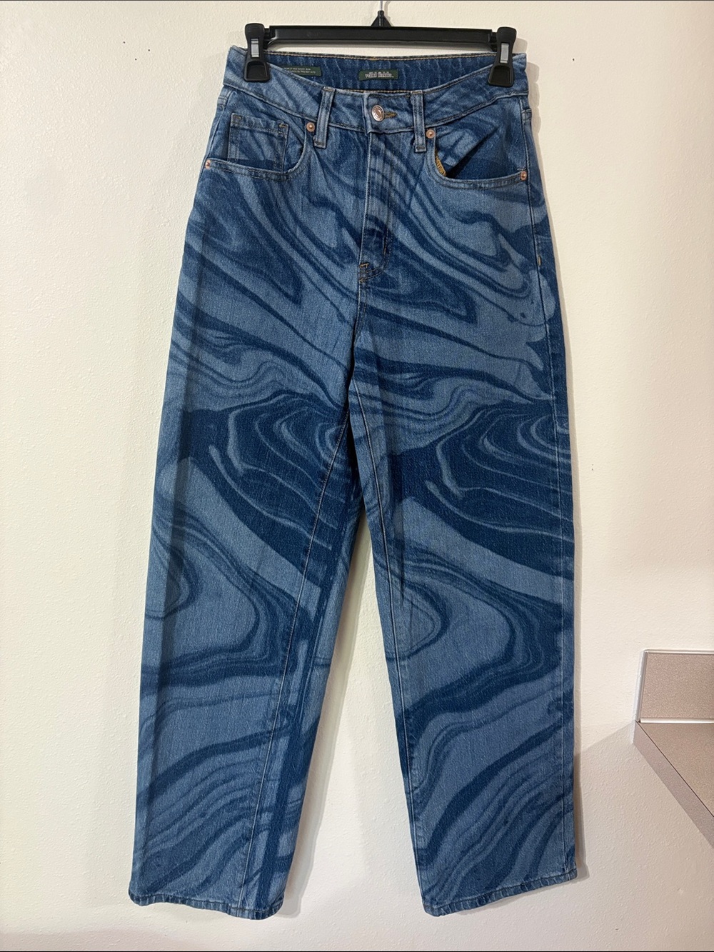 Wild Fable Highest Rise Baggy Jeans Marbled Swirl Pattern Size 00/24R
